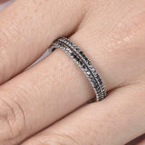 1.5ct Round Cut Black Diamond Full Eternity Wedding Bands 14k White Gold Finish