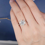 2ct Round Cut Diamond Engagement Ring 14k WhiteGold Finish Halo Floral Solitaire