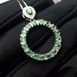 2ct Green Emerald Pendant Round Cut Open Circular 14k White Gold Finish NO CHAIN