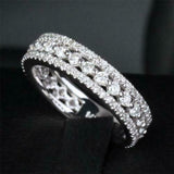 3Ct Round Cut Diamond Three Row Petite Eternity Wedding Band 14K White Gold Over