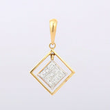 2ct Diamond Pendant Princess Cut Geometric 14k Yellow Gold Finish NO CHAIN