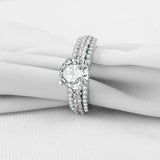 3ct Round Cut Diamond Engagement Ring 3 Row Shank Solitaire 14k WhiteGold Finish