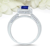 2.2ct Cushion Blue Sapphire Engagement Ring Round Accent Halo 14k WhiteGold Over