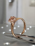 1ct Round Cut Simulated Peach Morganite Solitaire Ring 14k Yellow Gold Plated