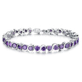 10ct Round Cut Purple Amethyst Wave Design Tennis Bracelet 14k White Gold Finish