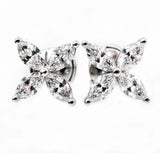 3Ct Marquise Cut Diamond Floral Design Women Stud Earrings 14K White Gold Finish