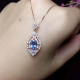 2.3ct Blue Tanzanite Pendant Oval Cut Cocktail Halo 14k RoseGold Finish NO CHAIN