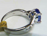 2.55ct Engagement Ring Oval Cut Blue Sapphire Split Shank 14k White Gold Finish