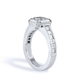 2ct Asscher Cut Diamond Hidden Halo Milgrain Engagement Ring 14k White Gold Over