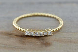 1.2ct Princess Cut Diamond 14k Yellow Gold Over Beaded Ball Shank Solitaire Band