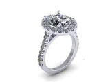 1.6ct Oval Cut Diamond Halo Solitaire Engagement Ring 14k White Gold Finish New