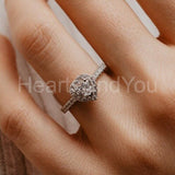 1ct Heart Cut Simulated Diamond Open Halo Engagement Ring 14k White Gold Plated