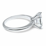 2ct Emerald Cut Diamond Engagement Ring Solitaire Promise 14k White Gold Finish