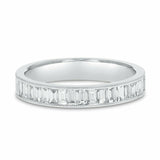 1.2ct Wedding Ring Band Emerald Cut Diamond Half Eternity 14k White Gold Finish