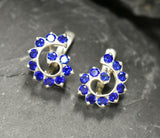 1.5ct Drop Earrings Round Cut Blue Sapphire Swirl Twist 14k White Gold Finish