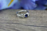 0.5ct Round Blue Sapphire Engagement Ring Celtic Trinity Knot 14k WhiteGold Over