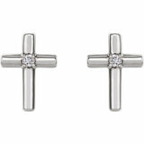 0.1ct Round Cut Diamond Jesus Cross Stud Earrings Women 14k White Gold Finish