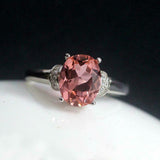 2ct Oval Morganite Engagement Ring Diamond Accent Solitaire 14k Rose Gold Finish