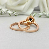 2ct Engagement Ring Oval Cut Diamond Halo Vintage Bridal Set 14k RoseGold Finish