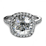 3ct Cushion Cut VVS1 Diamond Halo Cocktail Engagement Ring 14k White Gold Finish