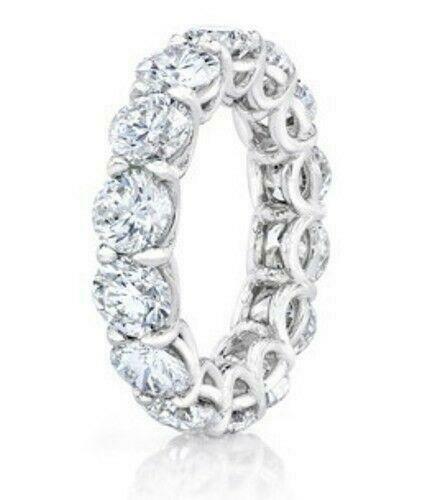 5.5ct Round Cut Diamond Iced Full Eternity Wedding Band 14K White Gold Finish