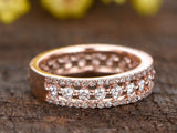 2.3ct Round Cut Diamond 3/4th Eternity Stackable Wedding Band 14k Rose Gold Over