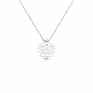 Cluster Heart Pendant Love Design Valentines Gift 14k White Gold Finish NO CHAIN