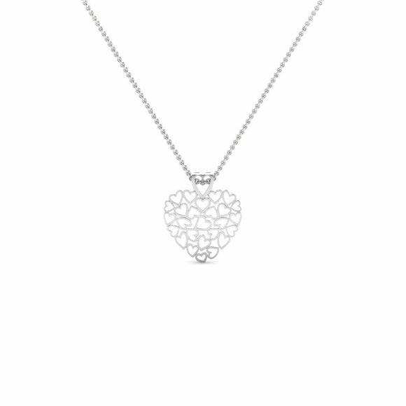 Cluster Heart Pendant Love Design Valentines Gift 14k White Gold Finish NO CHAIN