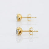 1ct Stud Earrings Round Cut Blue Sapphire Halo Design 14k Yellow Gold Finish