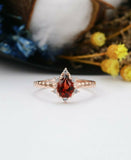 0.6ct Pear Cut Red Garnet Engagement Ring 14k Rose Gold Finish Fancy Solitaire