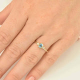 1ct Emerald Cut Aquamarine Bezel Set Trilogy Minimalist Ring 14k YellowGold Over