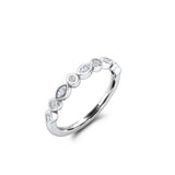 Bezel Set Half Eternity Wedding Band 0.2ct Marquise Diamond 14k White Gold Over