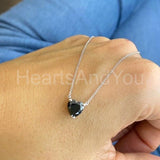 0.5ct Heart Simulated Black Diamond Solitaire Pendant Chain 14k WhiteGold Plated