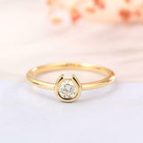 Horseshoe Solitaire Engagement Ring 1ct Round Cut Diamond 14k YellowGold Finish