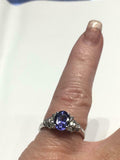 3ct Oval Cut Sapphire Solitaire Step Accent Engagement Ring 14k White Gold Over