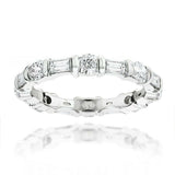 2Ct Baguette Round Cut Diamond Thin Eternity Wedding Band 14K White Gold Finish