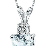 1Ct Heart Cut Blue Aquamarine Diamond Love Pendant 14K White Gold Over NO CHAIN