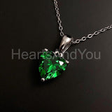 1ct Heart Simulated Emerald Solitaire Pendant 14k White Gold Plated NO CHAIN