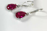 2ct Drop Earrings Pear Cut Pink Ruby Teardrop Leverback 14k White Gold Finish