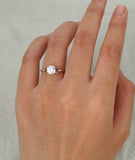 Leaf Solitaire Engagement Ring 1ct Round Cut VVS1D Diamond 18k Rose Gold Finish