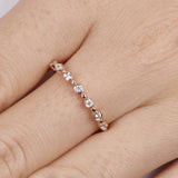 1ct Round Cut Diamond Wedding Band Bezel Set Dainty Petite 14k Rose Gold Finish