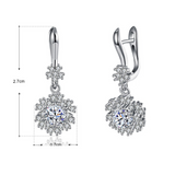 1.5ct Round Cut VVS1D Diamond Floral Design Drop Earrings 14k White Gold Finish