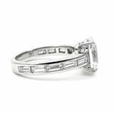 2ct Oval Cut VVS1D Diamond Engagement Ring Baguette Accent 14k White Gold Finish