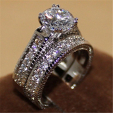 Antique Vintage Bridal Set Ring 2.3ct Round Cut Diamond 14k White Gold Finish