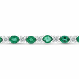 20Ct Oval Green Emerald and Diamond Queens Tennis Bracelet 14K White Gold Finish