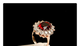 3Ct Oval Cut Red Garnet Diamond Halo Queens Engagement Ring 14K Rose Gold Finish