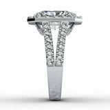 3.5ct Radiant Cut Diamond Engagement Ring Halo Split Shank 14k White Gold Finish