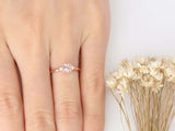 1ct Round Cut Peach Morganite Engagement Ring Diamond Trilogy 14k Rose Gold Over