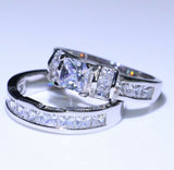 4ct Princess Diamond Engagement Ring 14k White Gold Finish Solitaire Bridal Set