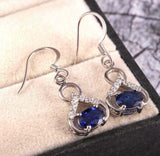 2ct Drop Earrings Oval Cut Blue Sapphire Stylish Partywear 14k White Gold Finish